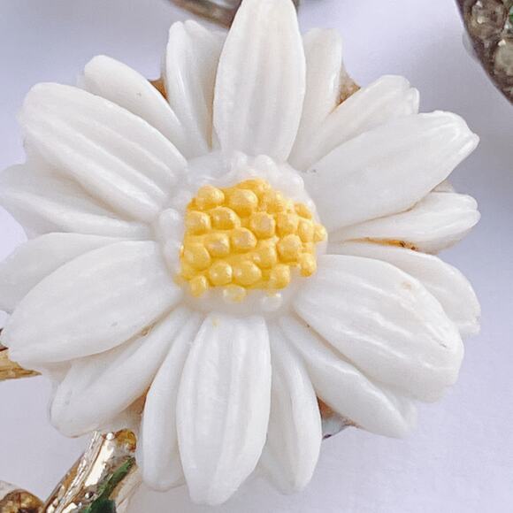 VTG Lot of 3 Mid Century Brooches Rhinestone Enamel Insect Floral Pins - Picture 8 of 16